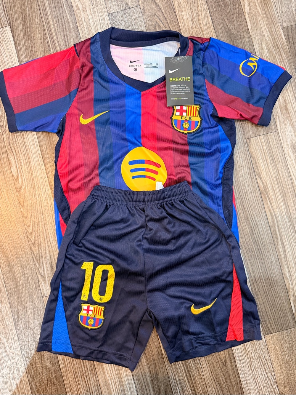 Nike Kids Barcelona Red, Blue & Yellow Soccer Jersey and Shorts Set